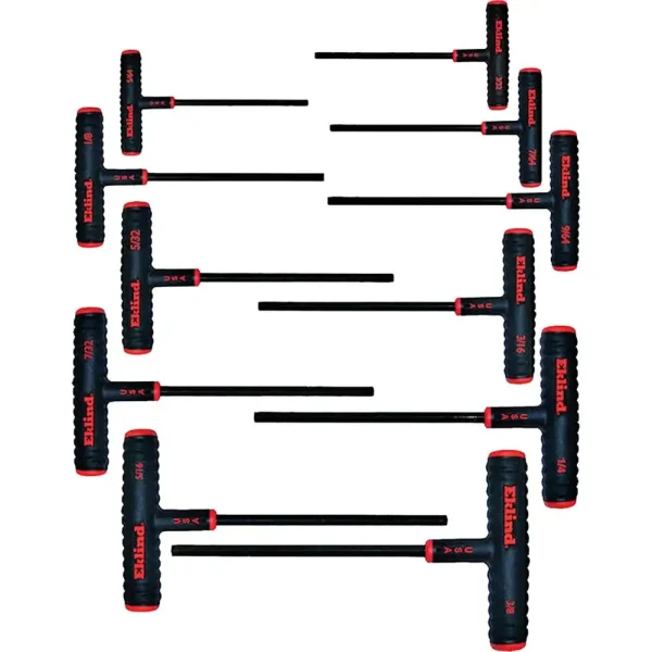 Power T Handle Hex Key 11pc Set Allen Wrench Tool SAE Inch Sizes 5/64-3/8 Industrial Strength Comfortable Grip Durable Alloy - Image 2