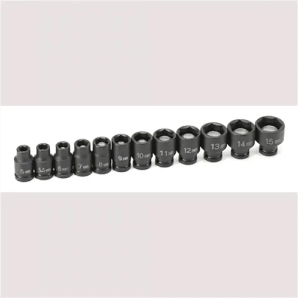 12 Piece 1/4 Inch Socket Wrench Set Chrome Finish Magnetic Tool Impact Non Impact Use High Quality Steel with Metal Clip Rail - Image 2