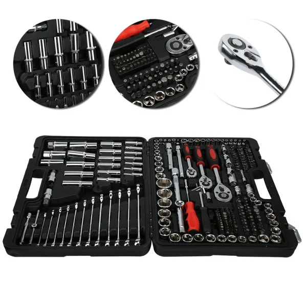 215Pcs Car DIY Repair Tool Kit 1/4in 3/8in 1/2in Socket Sets Ratchet Torque Wrench Combo Auto Repairing Sets Mechanic Tool - Image 4