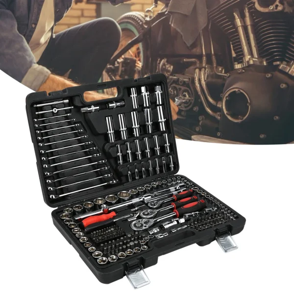 215Pcs Car DIY Repair Tool Kit 1/4in 3/8in 1/2in Socket Sets Ratchet Torque Wrench Combo Auto Repairing Sets Mechanic Tool - Image 2
