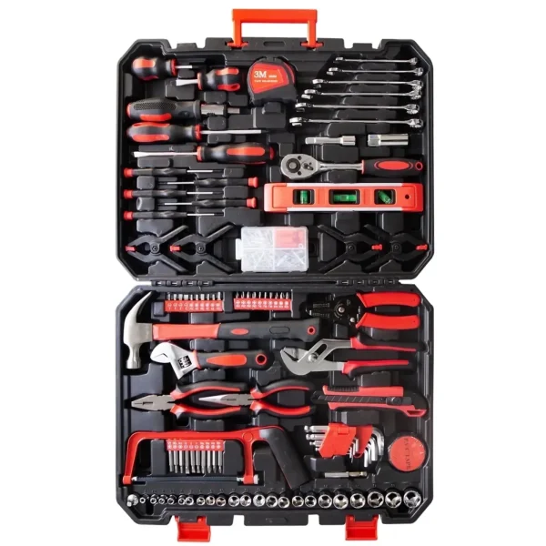 198-Piece Home Tool Set, Multi-Function DIY Repair Kit for Home & Auto, Includes Screwdrivers, Wrenches, Pliers, and More