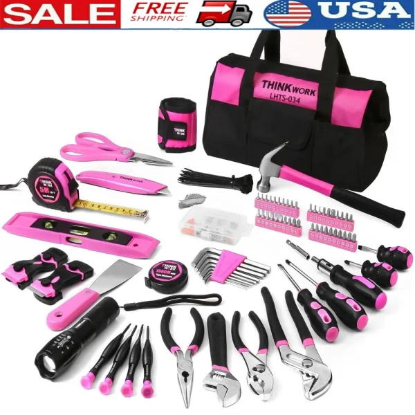 207 Piece Ladies Tool Set Portable Repair Kit Essential Hand Tools DIY Home Maintenance Storage Bag