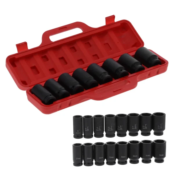 Socket Set HighTorque 6Point Chrome Vanadium Steel Automative Tool Drive Socket Sleeve Socket External Socket - Image 3