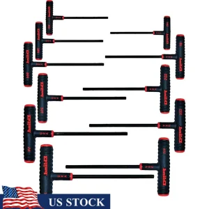 Power T Handle Hex Key 11pc Set Allen Wrench Tool SAE Inch Sizes 5/64-3/8 Industrial Strength Comfortable Grip Durable Alloy
