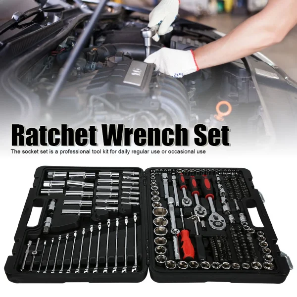 215Pcs Car DIY Repair Tool Kit 1/4in 3/8in 1/2in Socket Sets Ratchet Torque Wrench Combo Auto Repairing Sets Mechanic Tool - Image 3