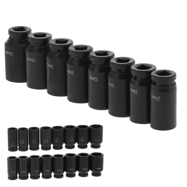 Socket Set HighTorque 6Point Chrome Vanadium Steel Automative Tool Drive Socket Sleeve Socket External Socket - Image 2