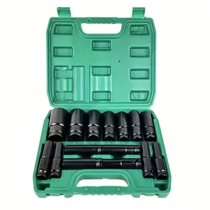 15pcs 1/2 Inch Hex Impact Wrench Sockets Black Finish Heavy Duty Socket Set Carbon Steel Deep Sleeve For Auto Repair