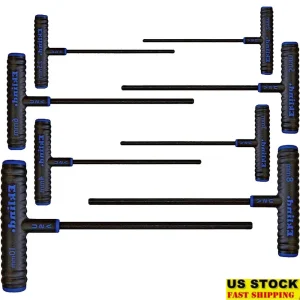 Power T Handle Hex Key Wrench Set 8 Piece Metric 2-10 Heat Treated Durable Tools