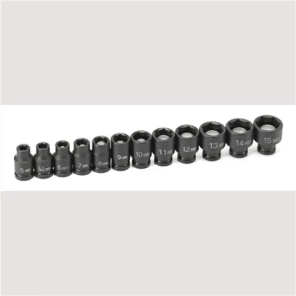12 Piece 1/4 Inch Socket Wrench Set Chrome Finish Magnetic Tool Impact Non Impact Use High Quality Steel with Metal Clip Rail - Image 3